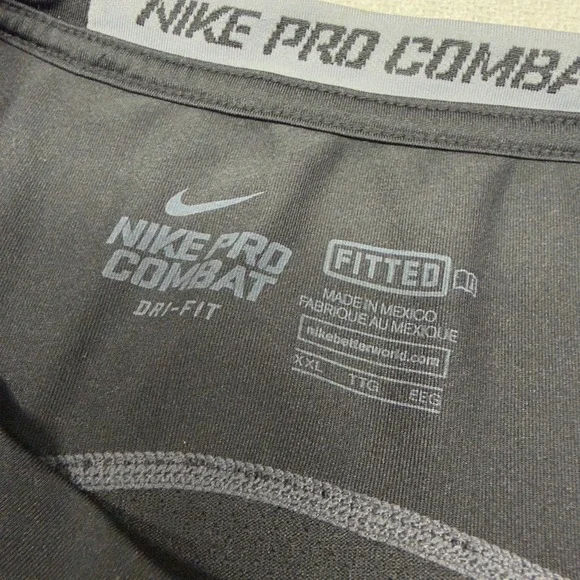 Nike Pro Combat Dri-FIT Long Sleeve Shirt Mens XXL Black Fitted Training Top - Picture 4 of 7